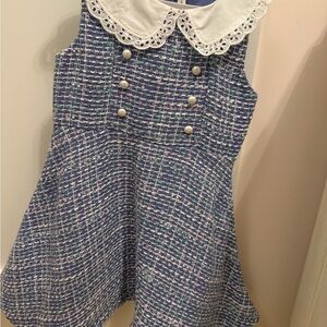 Janie and Jack Blue and White Tweed Dress